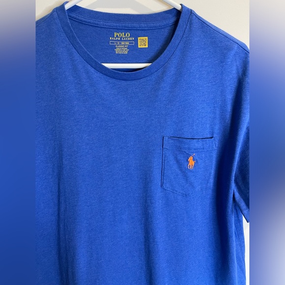 Polo Ralph Lauren Classic Fit Blue Short Sleeve Crewneck Pocket Shirt Men Large - Picture 2 of 7